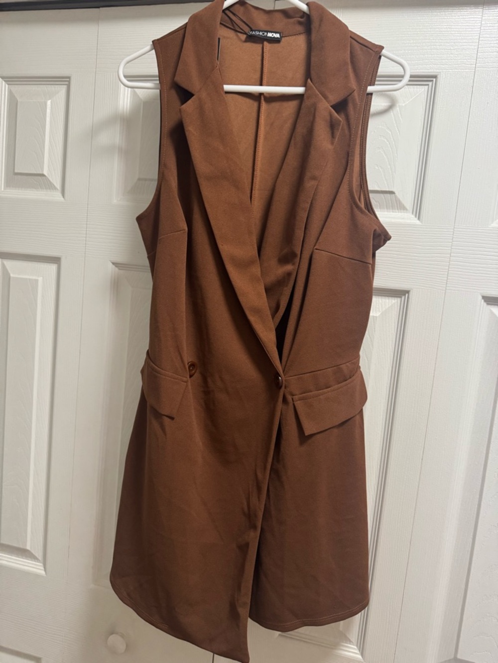 Fashion Nova Women's Sleeveless Brown Blazer Dress with shorts